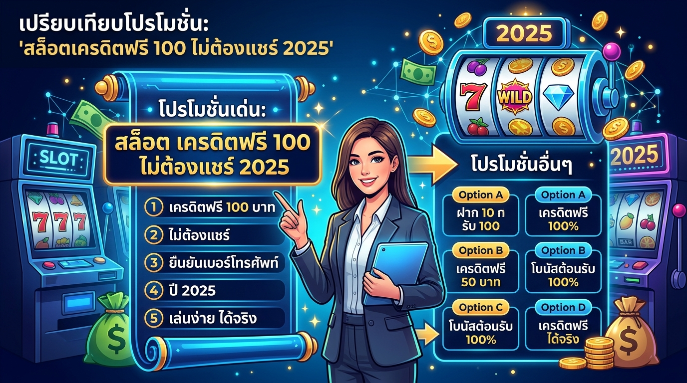 เปรียบเทียบโปรโมชั่น: 'สล็อต เครดิตฟรี 100 ไม่ต้องแชร์ 2025' และอื่นๆ