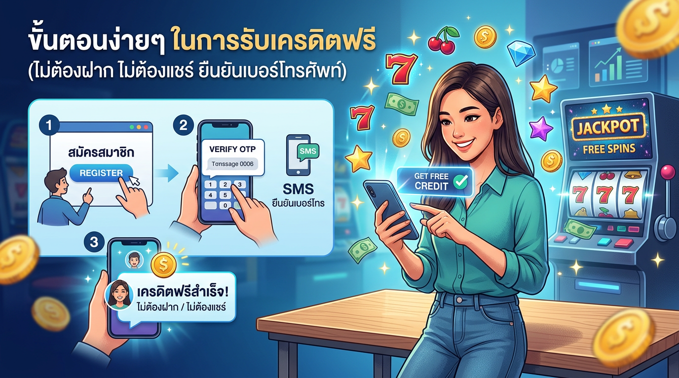 ขั้นตอนง่ายๆ ในการรับเครดิตฟรี (ไม่ต้องฝาก ไม่ต้องแชร์ ยืนยันเบอร์โทรศัพท์)