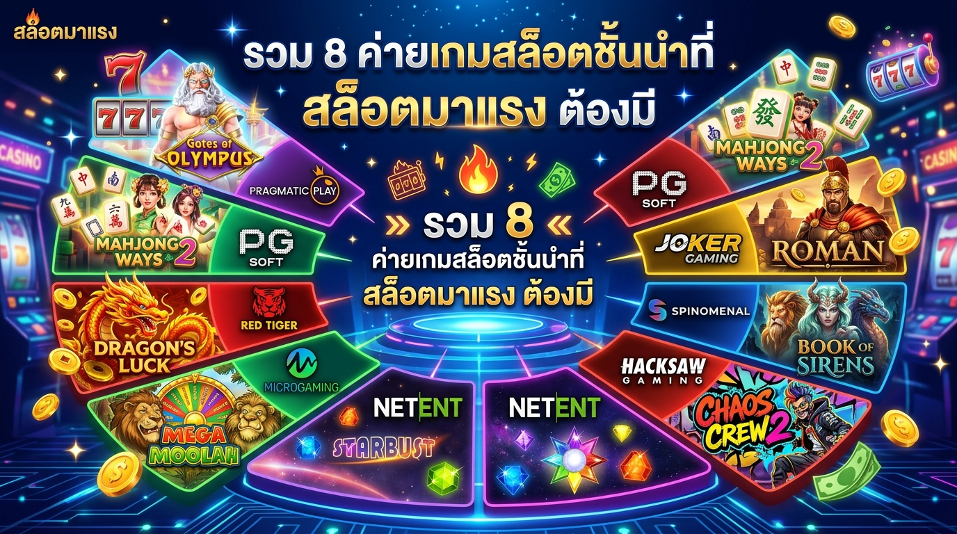 รวม 8 ค่ายเกมสล็อตชั้นนำที่ สล็อตมาแรง ต้องมี