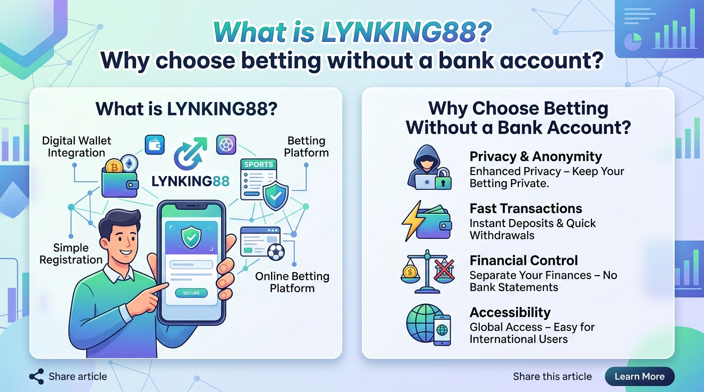 พนันไม่มีบัญชีธนาคาร LYNKING88 คืออะไร? ทำไมต้องเลือกพนันแบบไม่ต้องมีบัญชีธนาคาร?