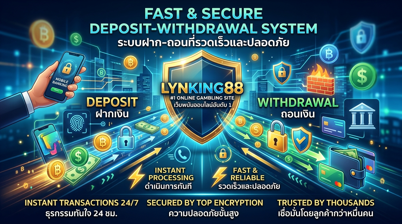 ระบบฝาก-ถอนเงินที่รวดเร็วและปลอดภัยของ พนันออนไลน์อันดับ 1 LYNKING88